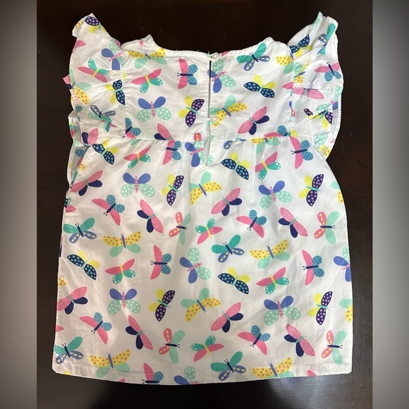 Carter's White Pink Blue Butterfly Shirt Blouse Size - Picture 1 of 8